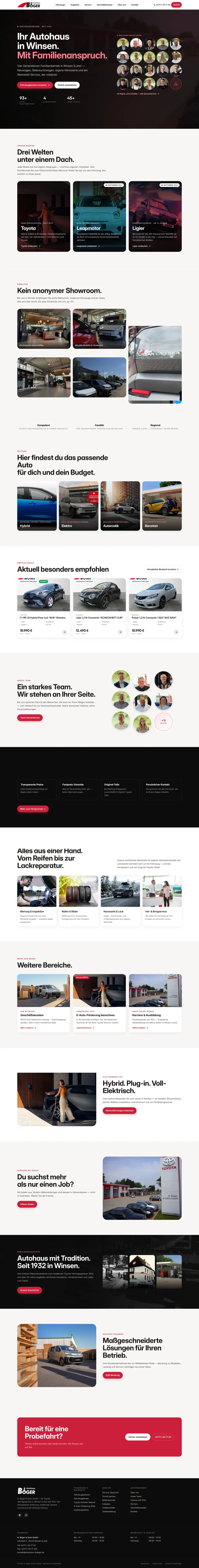 Komplette Startseite von Autohaus Böger, automatisch durchgescrollt