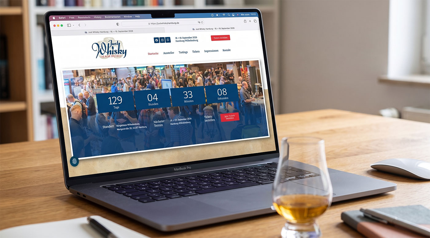 Web-Auftritt der Messe „Just Whisky Hamburg