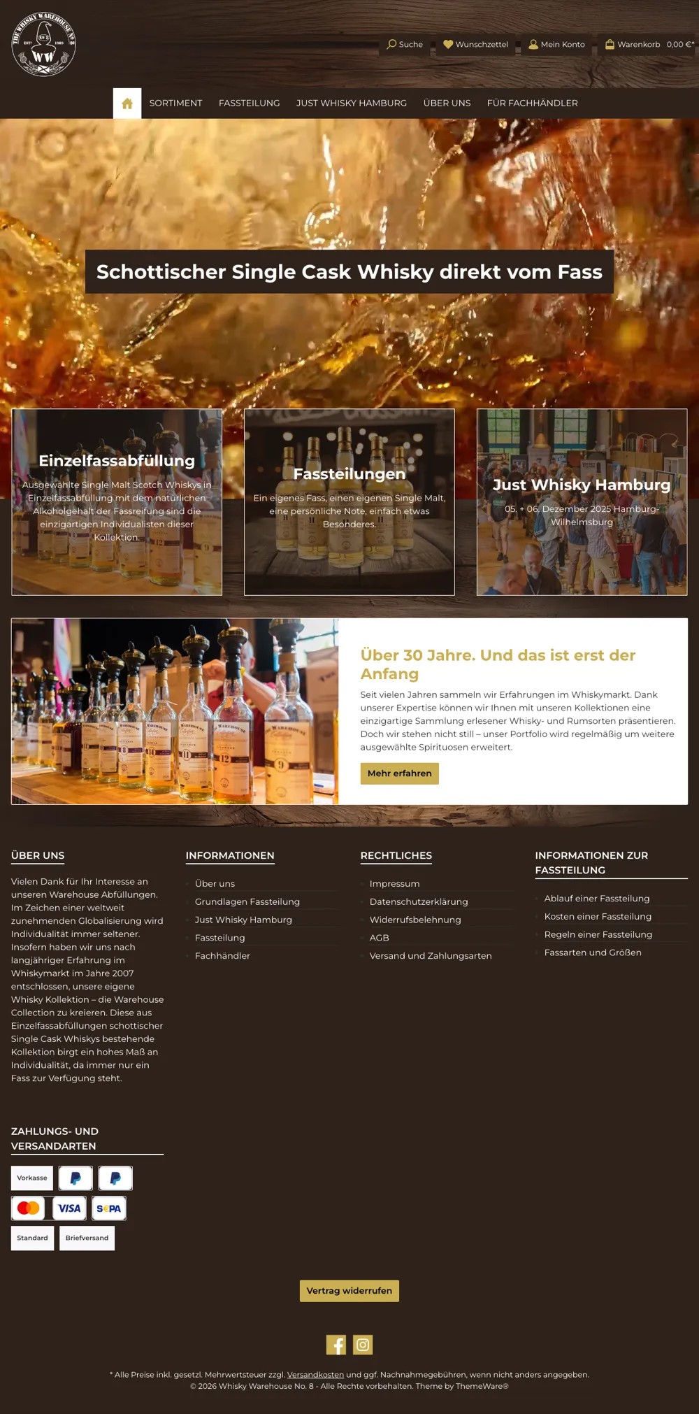 Onlineshop von Whisky Warehouse No. 8, automatisch durchgescrollt