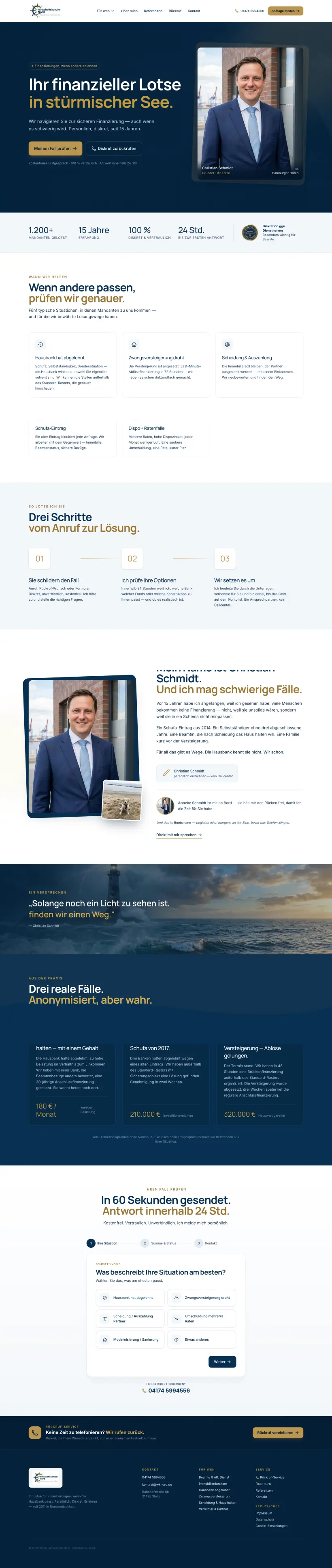 Screenshot der Website Wirtschaftskanzlei Nord